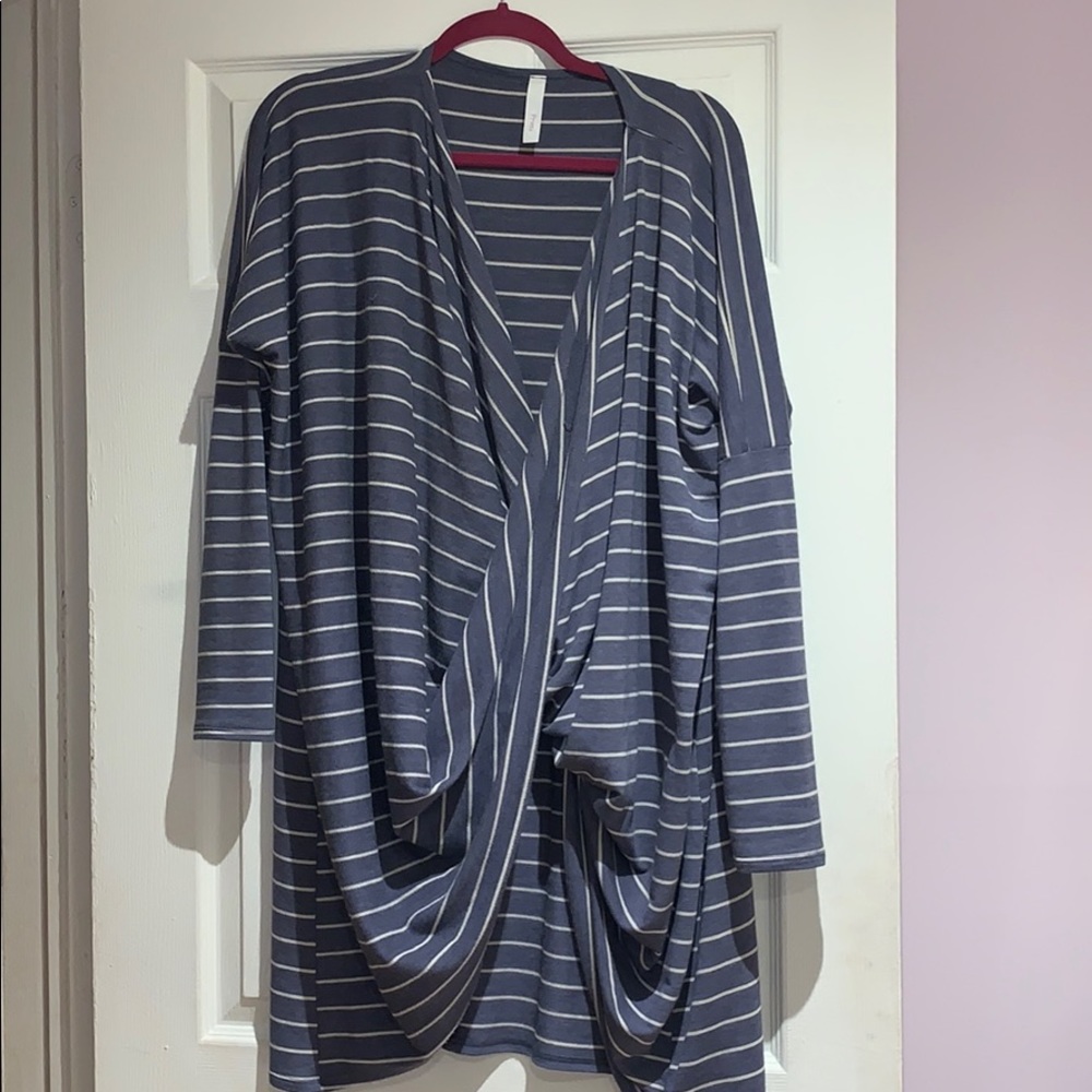 Blue and white striped long sleeve shirt